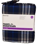 Twin/twin Xl Microfiber Sheet Set Blue/white Checkered Striped Room Essentials. Fixed Price $13.99.