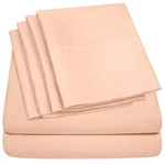 Sweet Home Collection 6 Piece Bed Sheet Set, Queen, Peach. Fixed Price $44.02.