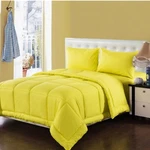 Solid Bright Neon Yellow 4PC Cotton Boxed Stitch Comforter Bedding Set. Fixed Price $159.90.