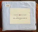 New Tommy Hilfiger Ithaca Stripe Queen Size Blue/white Cotton Percale Sheet Set. Fixed Price $89.99.