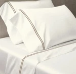 Restoration Hardware Italian White Hotel Satin Mochaccino Stitch Sheet Set King. Fixed Price $445.00.