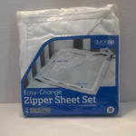 Quickzip Fitted Sheet Cotton White Standard Crib Easy-change Zipper Set. Fixed Price $25.00.