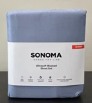Sonoma Ultra-washed 4 Piece Queen Cotton Sheet Set Sateen Weave Infinity Blue. Fixed Price $49.95.