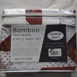 Paris Textile 2000 Series Queen Sheet Set Bamboo Soft Cotto Abstract White Brown. Fixed Price $19.99.