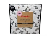 Wrangler 6 Piece Washed King Size Sheet Set Cowboy Boots Hats Western Brown. Fixed Price $40.00.