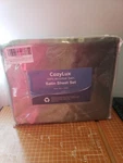 Cozylux Satin Queen Size 4 Piece Light Grey Bed Set With Silky Mic. Fixed Price $38.99.