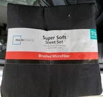 Mainstays Super Soft Brushed Microfiber Bed Sheet Set, Black Twin Xl. Fixed Price $9.98.