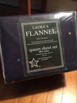 Lauras Queen Size Winter Navy Blue Colored Print Flannel Sheet Set 4 Pcs Stars. Fixed Price $49.91.