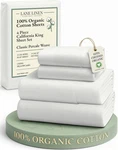 Organic Cotton California King Sheets Set 4 Piece Percale Glacier Grey Lane Pure. Fixed Price $89.99.