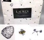Ralph Lauren Queen Sheet Set Bumble Bee Hive Flowers Cotton 18" X-deep Mattress. Fixed Price $119.99.