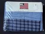 New Rare Ralph Lauren Denim Chambray Pinebluffs *king Flat Sheet Htf! Blue Plaid. Fixed Price $174.95.