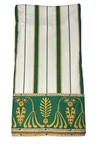 Yves Saint Laurent Queen Flat Sheet Ysl Vtg 1977 Green Stripes Deco Regal Floral. Fixed Price $125.00.