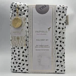 Papyrus Full Sheet Set 100% White Cotton Percale Black Hearts Valentine's Day. Fixed Price $63.71.