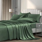Pothuiny 6-PIECE Queen Satin Sheets Luxury Woodland Green Bedding. Fixed Price $52.09.
