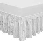 Wrap Around Elastic Eyelet Bed Skirt Dust Ruffle (white, QUEEN/KING-14 1/2 Inch. Fixed Price $34.57.