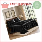 Pure Bedding Satin Sheets Queen 4-PIECE, Black Hotel Luxury Silky. Fixed Price $21.20.