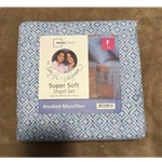 Mainstays Super Soft Brushed Microfiber Full Sheet Set, Blue/white Geometric. Fixed Price $12.17.