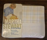 Vintage Martha Stewart Everyday Twin Flat Sheet Blue White Yellow Plaid 1998 New. Fixed Price $9.99.
