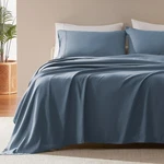 Sleep Zone Nanotex Super Soft Cooling Bed Sheets Set Twin, Flint Blue. Fixed Price $32.73.