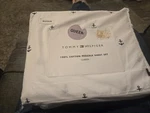 Tommy Hilfiger Nautical Anchor And Flag Printed Queen Sheet Set 100% Cotton. Fixed Price $71.00.