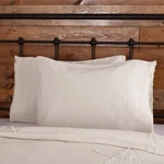 Vhc Burlap Antique White Standard Pillow Case Set W/fringed Ruffle Farmhouse. Fixed Price $17.95.