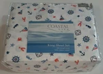 Coastal Life King Sheet Set New 300 Tc Dizzy Nautical 100% Cotton. Fixed Price $49.99.