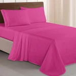 Luxurious 1500 Thread Count Hot Pink Microfiber Queen Bed Sheet Set - 4 Pieces. Fixed Price $34.50.