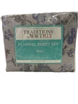 Waverly Flannel Sheet Set King Gray Purple Floral Cotton Pillow Cases New. Fixed Price $42.99.
