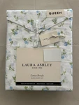 New 4PC Laura Ashley Queen Sheet Set Cottage Rosebuddies Blue Green & White. Fixed Price $69.99.