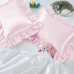 Entisn Ruffle Satin Toddler Pillowcase Set Of 2, 13X18 Inch, Baby Pink. Fixed Price $12.59.