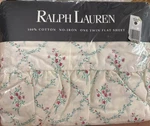 Vtg Unused Ralph Lauren Sundress Floral Multi Cottage Flat Twin Ruffled Sheet. Fixed Price $57.95.