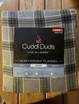 New Cuddl Duds King Size 4 Pc Soft Warm Flannel Sheet Set Charcoal Gray Plaid. Fixed Price $54.99.