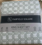 Fairfield Square Cooling King Sheet Set Green And White Microfiber New. Fixed Price $21.99.
