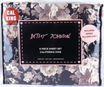 Betsey Johnson 6-PC California King Sheet Set Vintage Floral Multicolor Blk Bnwt. Fixed Price $52.18.