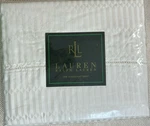 Ralph Lauren 52ND Street Jacquard Sateen Nip Cream Queen Size Flat Sheet $110. Fixed Price $99.99.