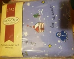 New Sonoma Twin Flannel Sheet Set 100% Cotton Holiday Winter Let It Snow. Fixed Price $19.99.