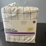Room Essentials Twin/xl Bed Sheet Set - White W/blue Check Target Inc.. Fixed Price $12.00.