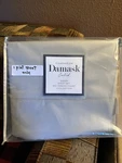 Charter Club Gray Damask Solid 550 Thread Count 100% Cotton Flat Sheet Queen. Fixed Price $50.00.