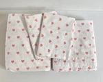 Pottery Barn Kids Full Sheet Set Pink Hearts Organic Cotton White Bedding 4PC. Fixed Price $39.99.