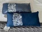 Pair (2) Of Natori Blue Porcelain Embroidered Bolster Pillows 10"X 22" Nwt!. Fixed Price $69.50.