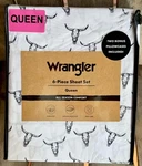 6-PC Wrangler Western Bull / Steer Skulls Queen Size Sheet Set (2 Xtra Pc's). Fixed Price $68.00.