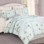 7PC Cynthia Rowley Paris Twin Bedding Comforter Sheet Pillow Set Eiffel Tower. Fixed Price $127.49.