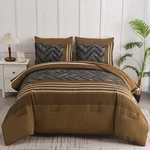 Luxudecor Brown Comforter Set King Size 7 Pieces Stripe Geometric Bed Bag. Fixed Price $97.48.