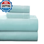 Pointehaven Flannel Deep Pocket Set Oversized Flat Sheet Queen Aqua. Fixed Price $87.26.