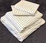 Ralph Lauren Bedding Queen Sheet 4 Piece Set Petite Black Polka Dot White Cotton. Fixed Price $99.99.
