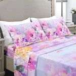 Yiyea Queen Set, Luxury 1800TC Double Brushed Microfiber Floral Bed. Fixed Price $46.25.