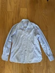 100 Hands Bespoke Shirt Blue Stripe Button Down- Signature Gold Line-size 16. Fixed Price $249.00.
