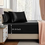 Vacvelt 3PCS Extra Deep Pocket Satin Fitted Sheet Queen Bed Set, Black Bo.... Fixed Price $33.80.
