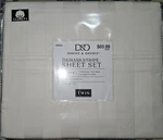 D&d Darsee David's Twin White Damask Striped Sheets Set 100 % Cotton 400 Count. Fixed Price $28.99.
