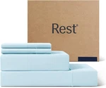 Evercool + Cooling Cali King Sheet Set, Light Blue, Breathable & Self-cleaning. Fixed Price $436.99.